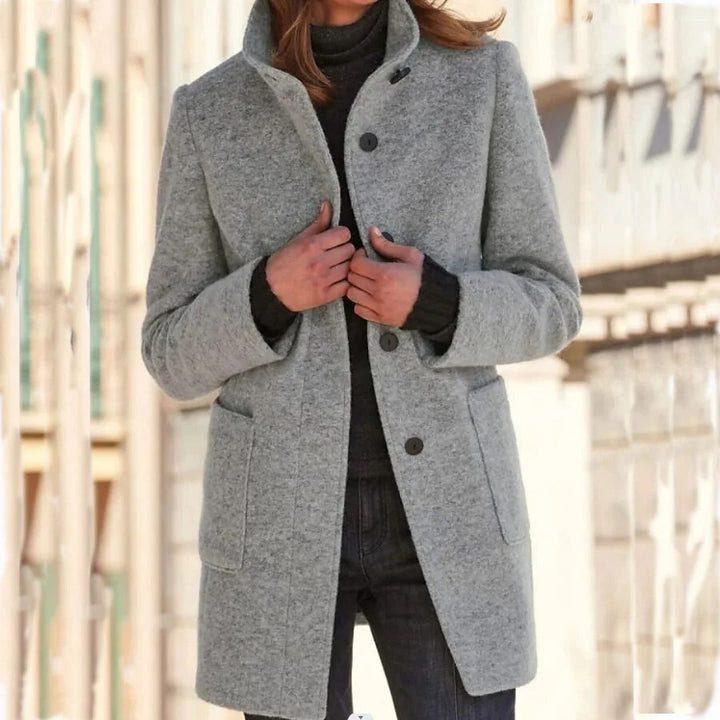 Winterjacke Damen Wintermantel | Lang Mit Knöpfen und Taschen