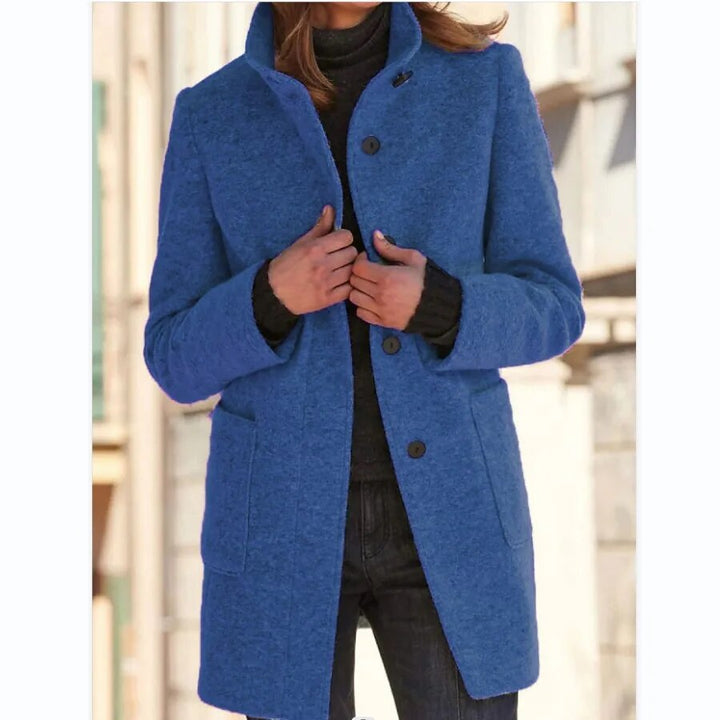 Winterjacke Damen Wintermantel | Lang Mit Knöpfen und Taschen