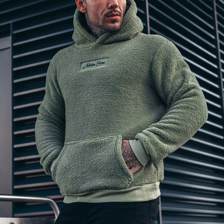 Pullover Herren Plüsch Kapuze | Warm Bequem Freizeit