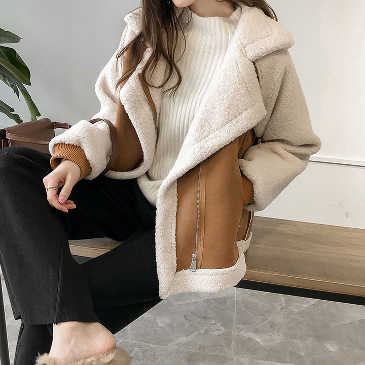 Teddy Damen Mantel Oversized | Warm Kontrast