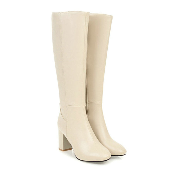 Damen Stiefel | Klassische hohe Stiefel mit Blockabsatz