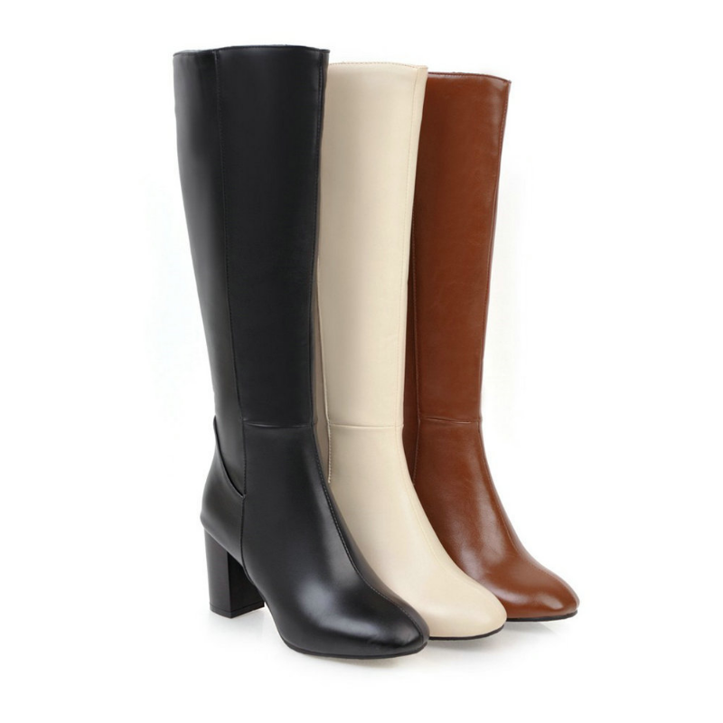 Damen Stiefel | Klassische hohe Stiefel mit Blockabsatz