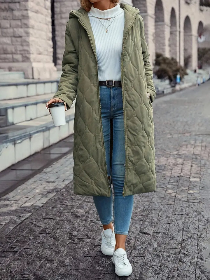 Daunenjacke Damen Lang Mit Kapuze | Gepolstertes Design