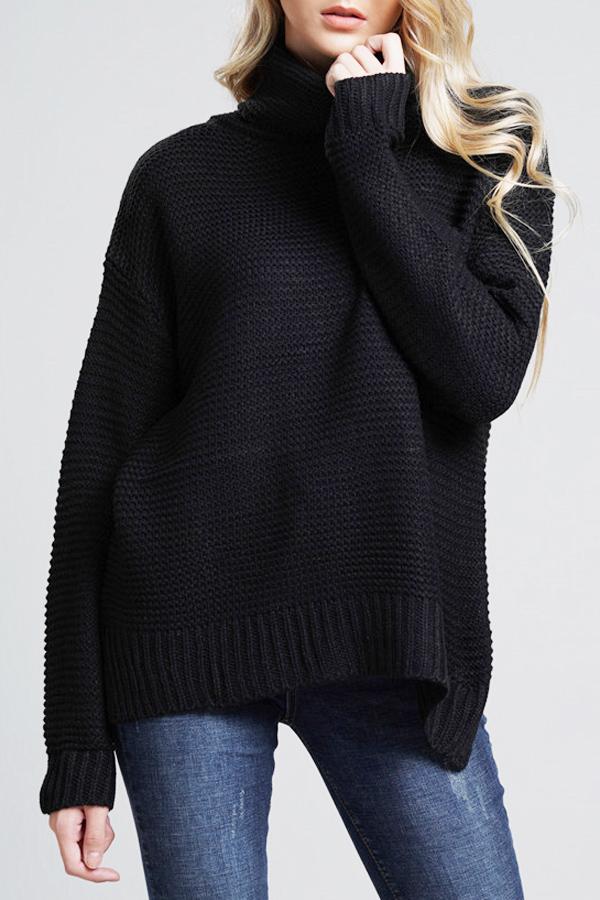 Grobstrickpullover Damen | Rollkragenpullover mit Langen Ärmeln