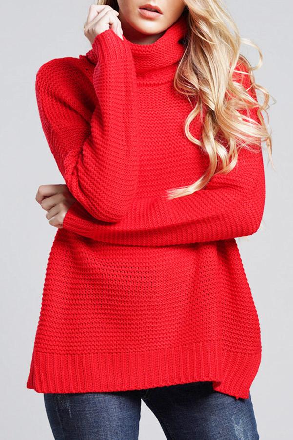 Grobstrickpullover Damen | Rollkragenpullover mit Langen Ärmeln