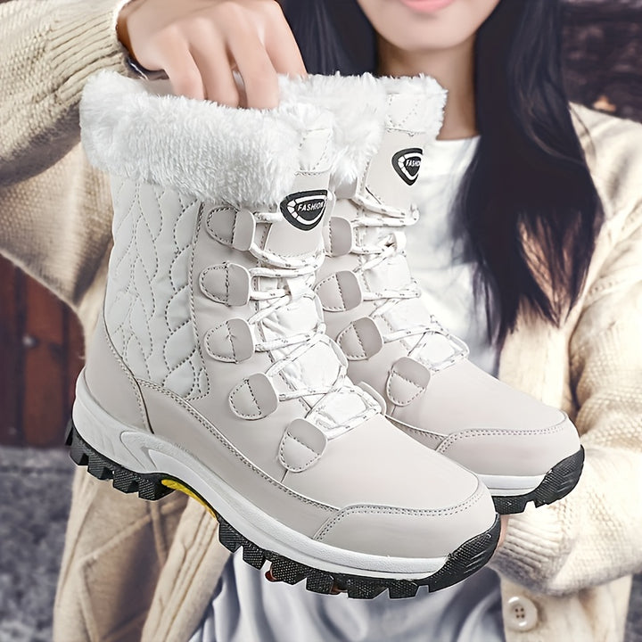 Winterschuhe Damen| Mit Schnürung Und Runder Kappe Stiefel