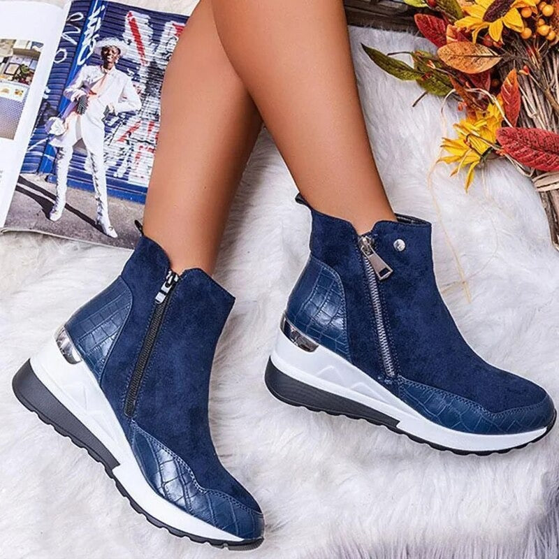 Stiefelette Damen Keilabsatz | Rutschfest Warm Gefüttert