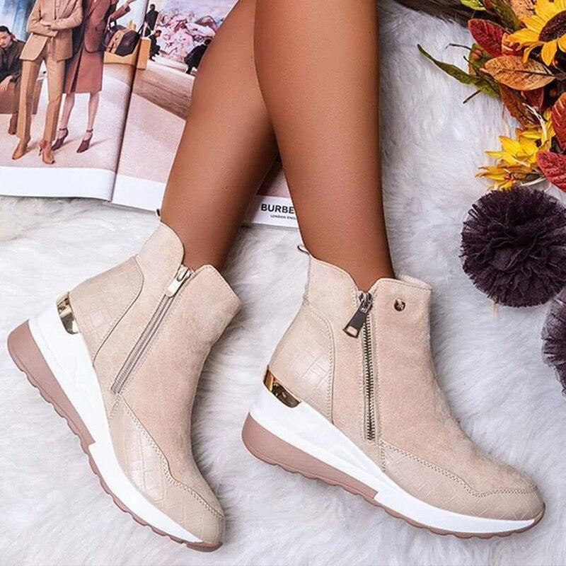 Stiefelette Damen Keilabsatz | Rutschfest Warm Gefüttert