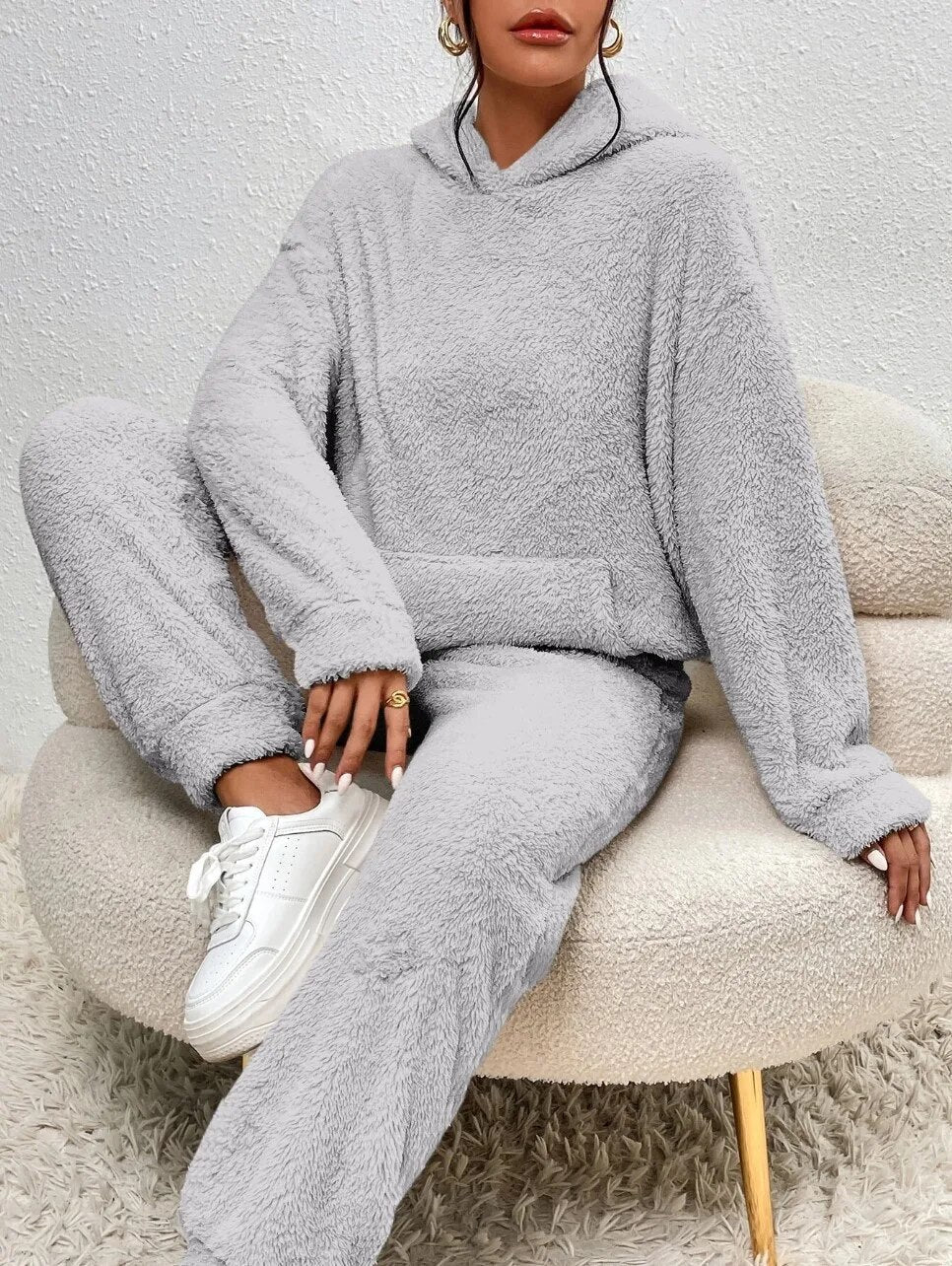 Damen Gemütlicher Teddy Hausanzug | Zweiteilig Warm