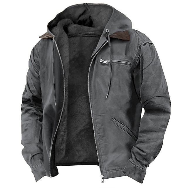 Herren Winterjacke | Lässig mit Kapuze und Reißverschlusstaschen