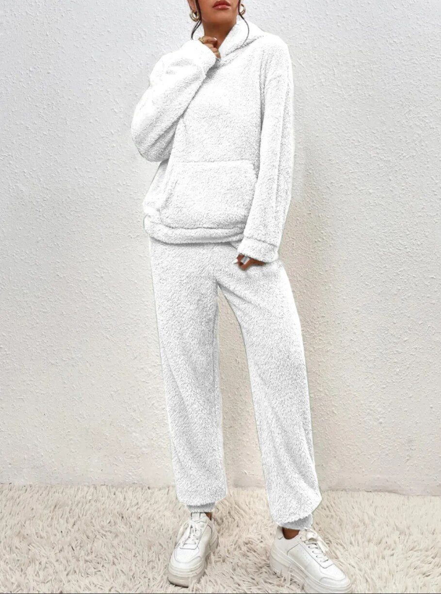 Damen Gemütlicher Teddy Hausanzug | Zweiteilig Warm