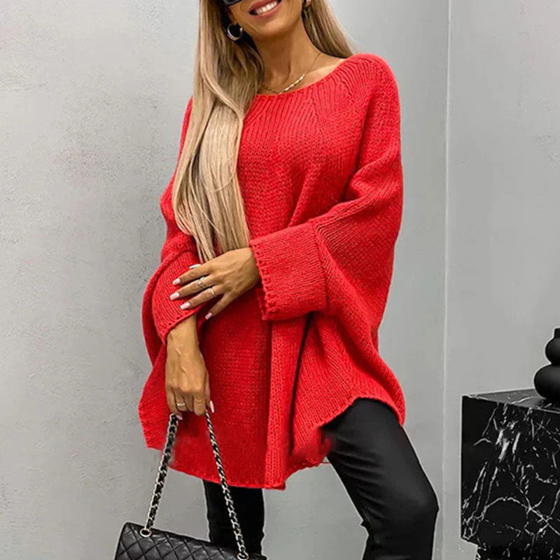 Grobstrickpullover Damen | Langer Ärmel Mit Bootsausschnitt