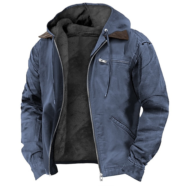 Herren Winterjacke | Lässig mit Kapuze und Reißverschlusstaschen