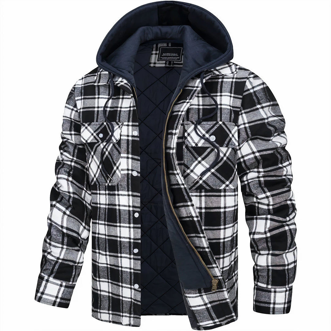 Herren Jacke Kariert Mit Kapuze | Gefüttert Übergangsjacke