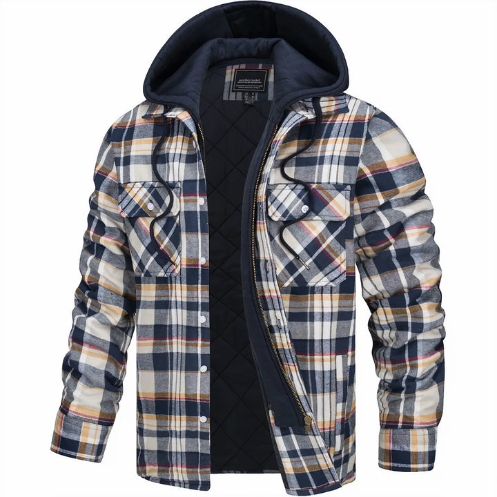 Herren Jacke Kariert Mit Kapuze | Gefüttert Übergangsjacke