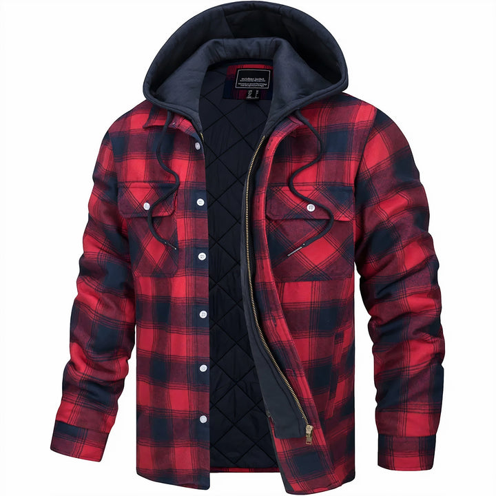 Herren Jacke Kariert Mit Kapuze | Gefüttert Übergangsjacke