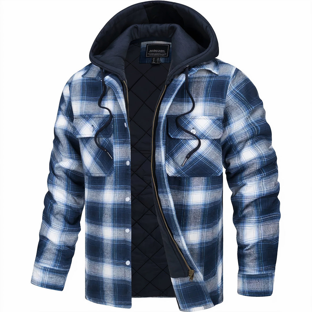 Herren Jacke Kariert Mit Kapuze | Gefüttert Übergangsjacke