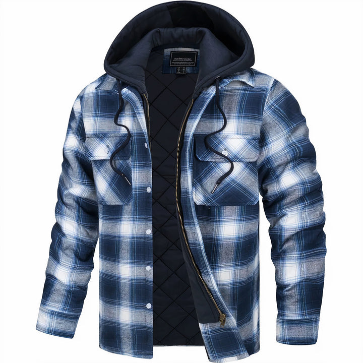 Herren Jacke Kariert Mit Kapuze | Gefüttert Übergangsjacke