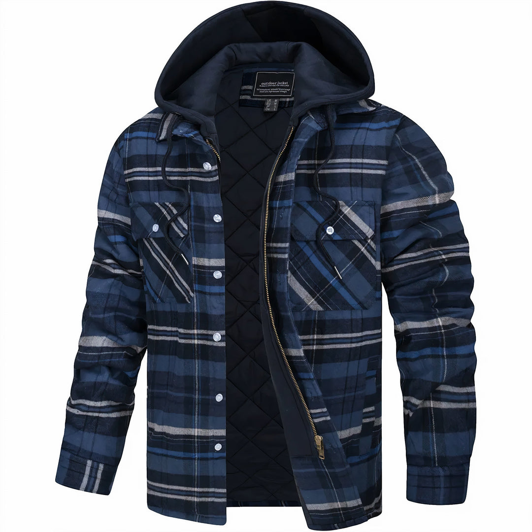 Herren Jacke Kariert Mit Kapuze | Gefüttert Übergangsjacke